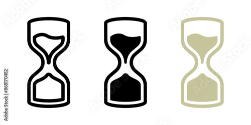 Hourglass icon. Sandglass vector illustration. Countdown symbol. Sand clock sign. Timer pictogram. Deadline vintage icon.
