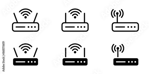 Router icon. Wi-fi modem vector illustration. Wireless network connection symbol. Internet signal sign.