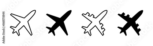 Plane icon set. Airplane vector illustration. Airline flight vector illustration. Aviation aeroplane symbol. Air forces concept. Travel jet sign.
