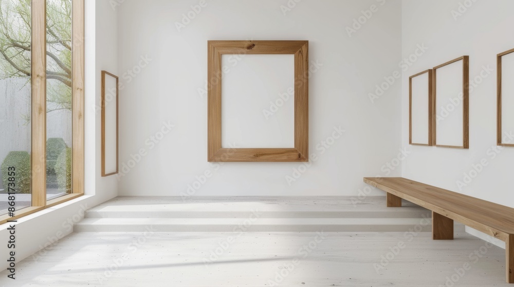 Fototapeta premium Frame on the wall mock up background illustration generated by ai