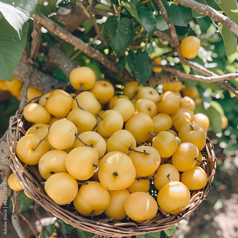 Freshly Picked Yellow Fruit in a Basket Freshly Picked Yellow Fruit in a Basket