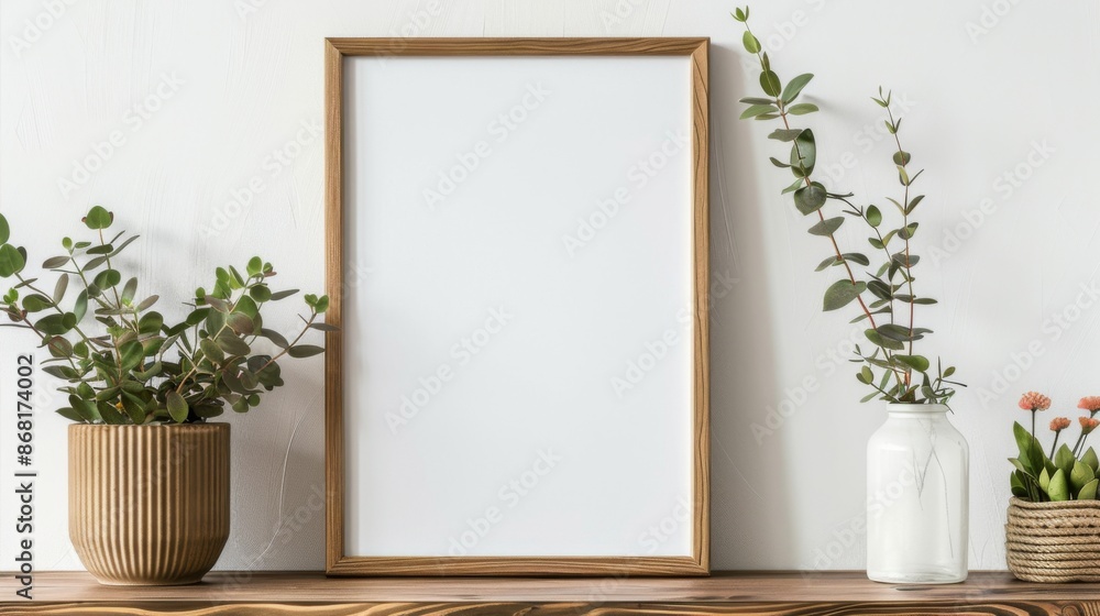 Frame on the wall mock up background illustration generated by ai Frame on the wall mock up background illustration generated by ai