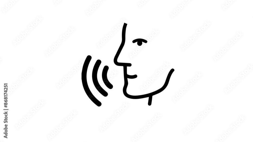Voice Command Icon and Symbol Animation on white Background in 4K Video Voice Command Icon and Symbol Animation on white Background in 4K Video