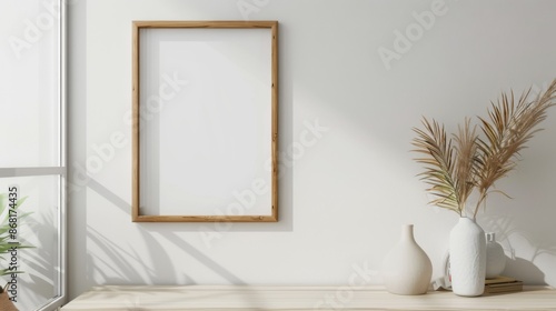 Frame on the wall mock up background illustration generated by ai
