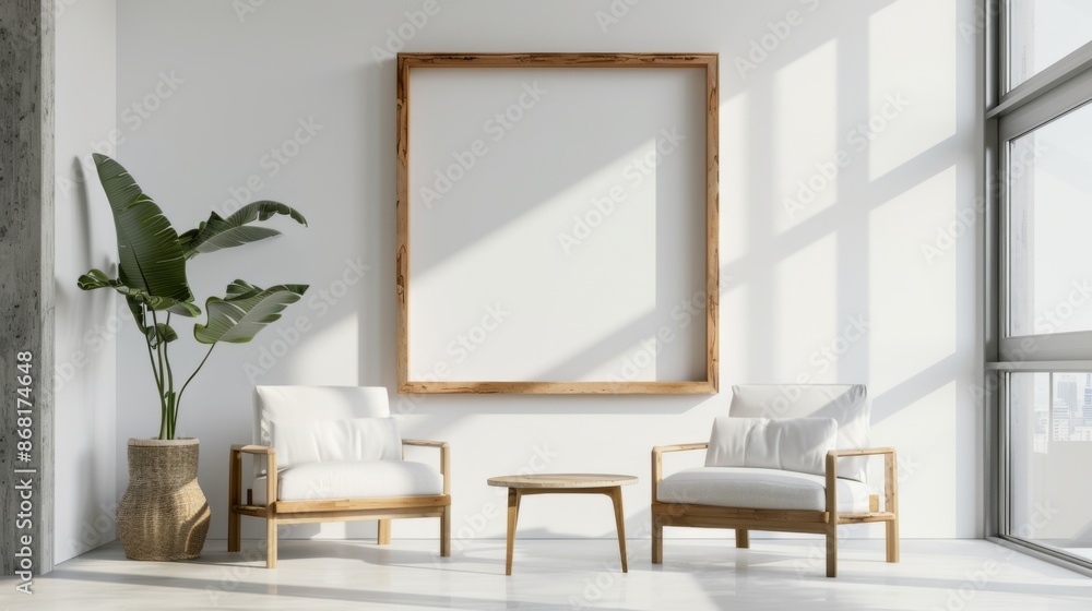 Frame on the wall mock up background illustration generated by ai Frame on the wall mock up background illustration generated by ai