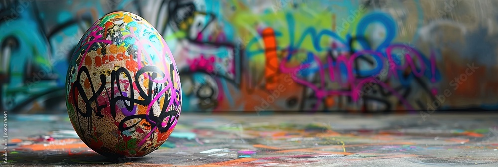 Graffiti painted easter egg - street art mural style Graffiti painted easter egg - street art mural style