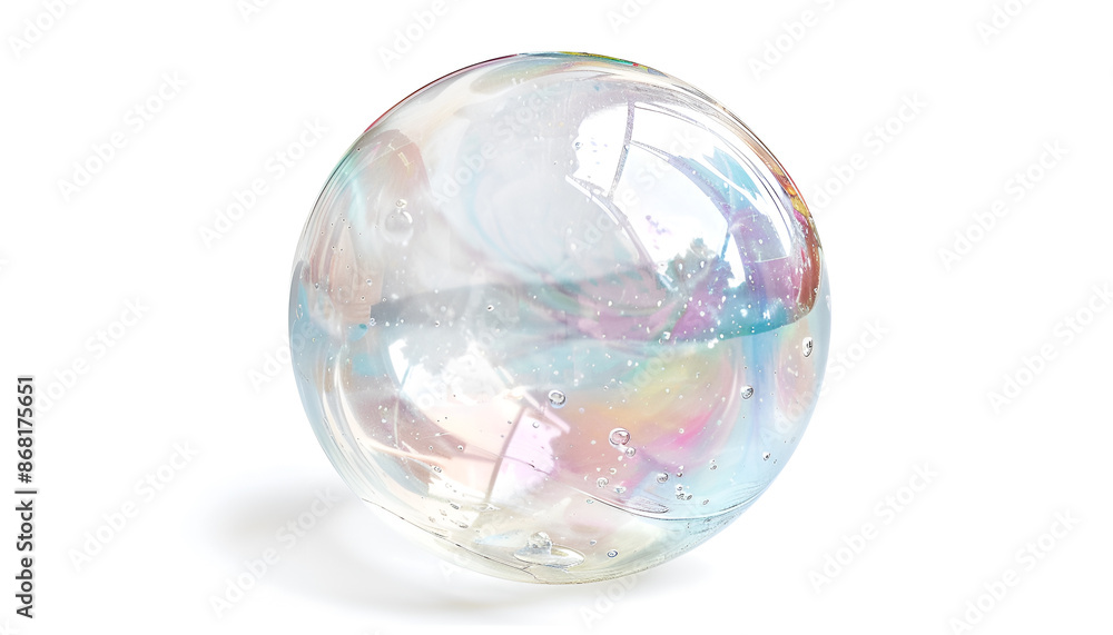 Beautiful transparent soap bubble isolated on white Beautiful transparent soap bubble isolated on white