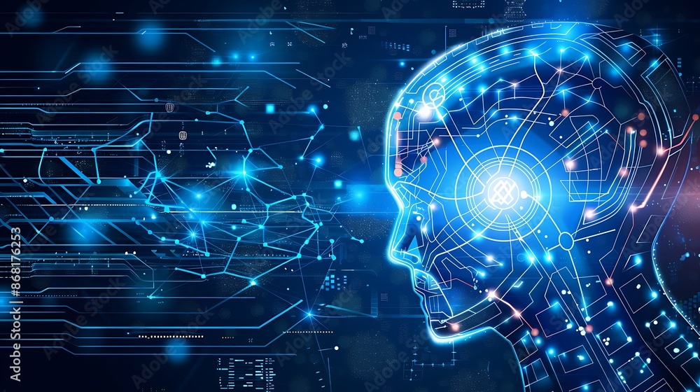 Futuristic AI Technology Background with Neural Network Patterns and Digital Elements Futuristic AI Technology Background with Neural Network Patterns and Digital Elements