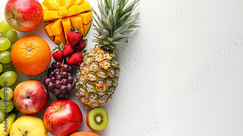 Fresh fruits on the table, template, background 
