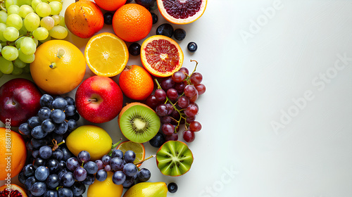 Fresh fruits on the table, template, background 