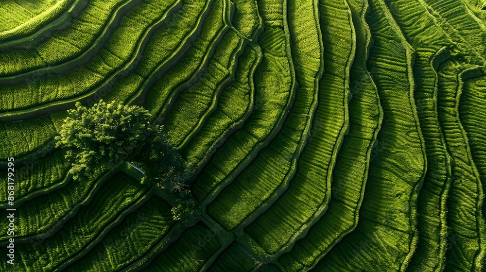 Aerial view of rice paddy fields Aerial view of rice paddy fields