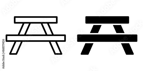 ofvs626 OutlineFilledVectorSign ofvs - picnic table vector icon . isolated transparent . outline and filled version . AI 10 / EPS 10 / PNG . g11969