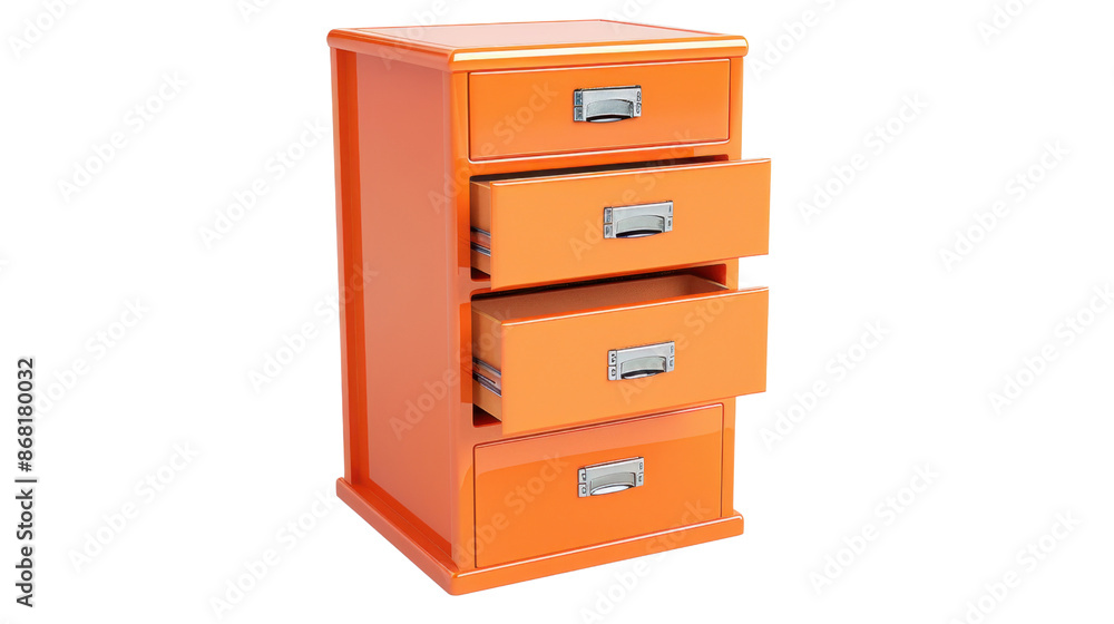 Orange filing cabinet on transparent background Orange filing cabinet on transparent background