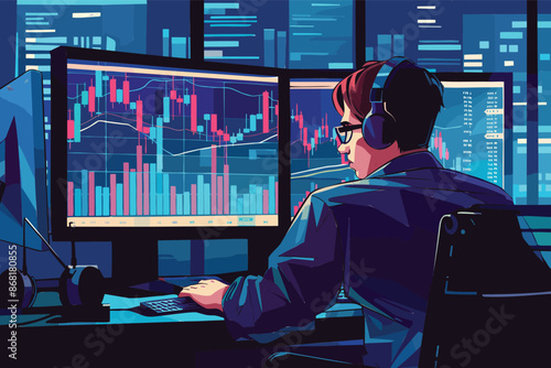 Investment Analyst Making Buy or Sell Decisions in Stock Market and Cryptocurrency Trading