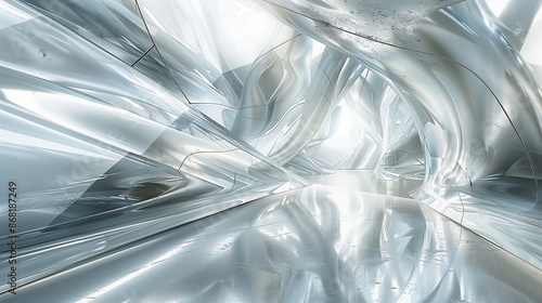 Abstract Shiny Metallic Interior with Futuristic Design