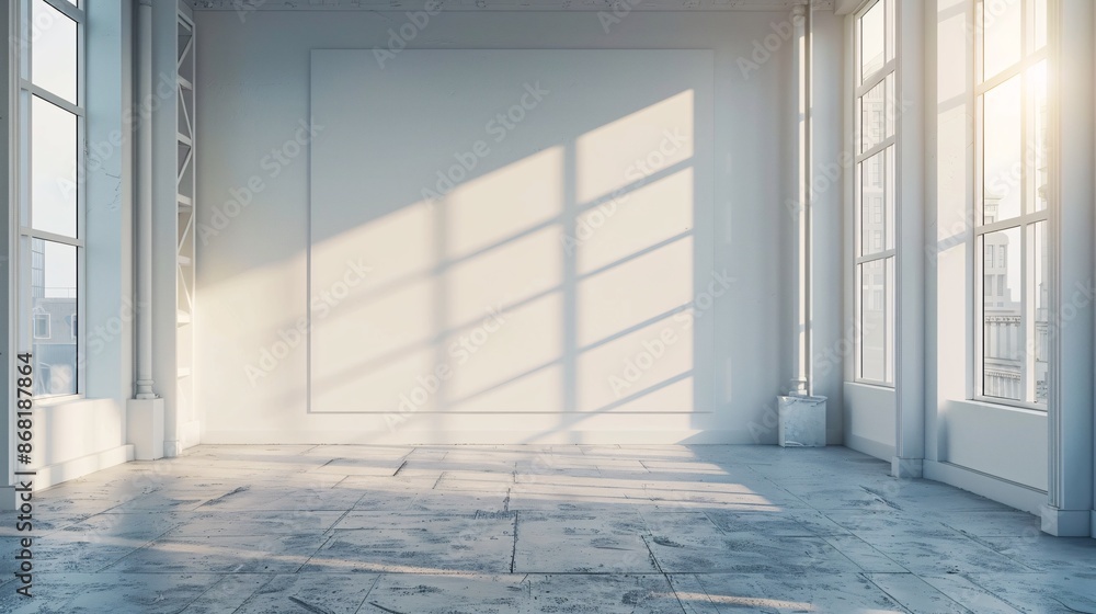 Obraz premium Modern bright interiors apartment with mockup poster frame. 3D rendering.