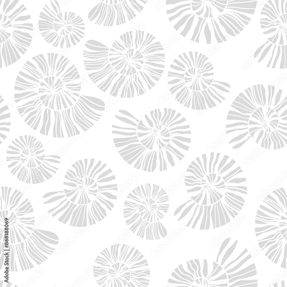 Sea shells and fossils vector seamless pattern. Summer beach hand-drawn doodle seaside print. Ocean fashion textile monochrome black and white colors. Seashore elements design for fabrics, wallpaper Sea shells and fossils vector seamless pattern. Summer beach hand-drawn doodle seaside print. Ocean fashion textile monochrome black and white colors. Seashore elements design for fabrics, wallpaper