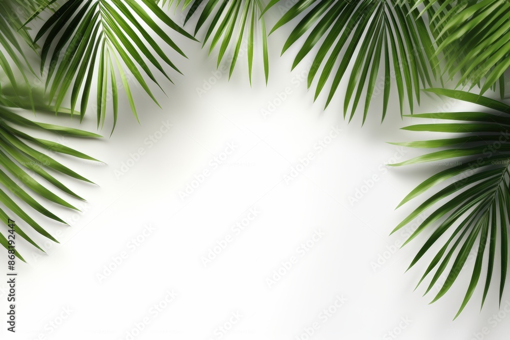 Palm Leaves Border on White Background Palm Leaves Border on White Background