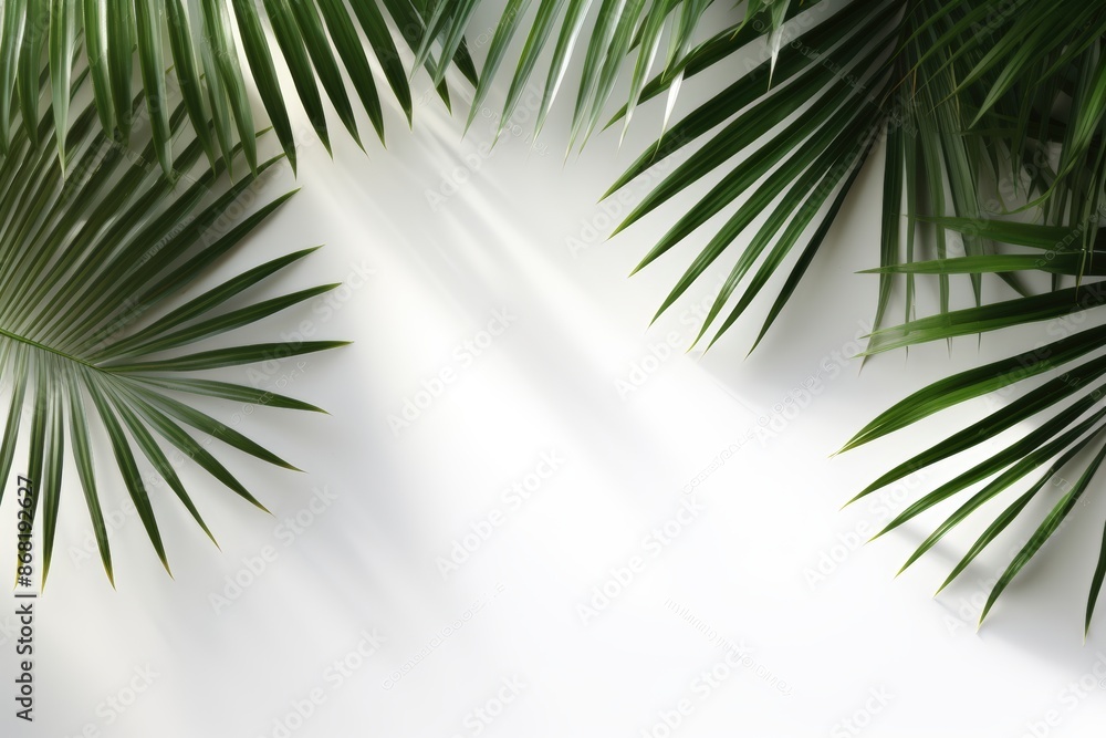 Fototapeta premium Tropical Palm Leaves with Sunlight and Shadow