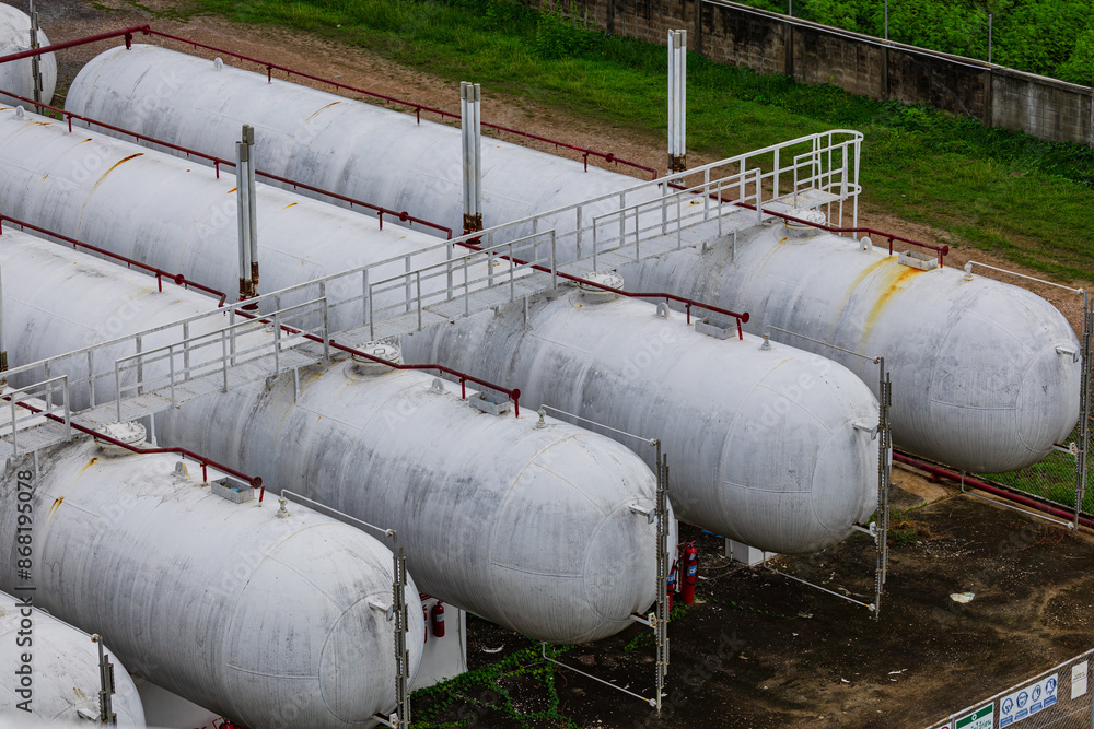 Storage tank of gas LPG in the horizontal white tank's Storage tank of gas LPG in the horizontal white tank's
