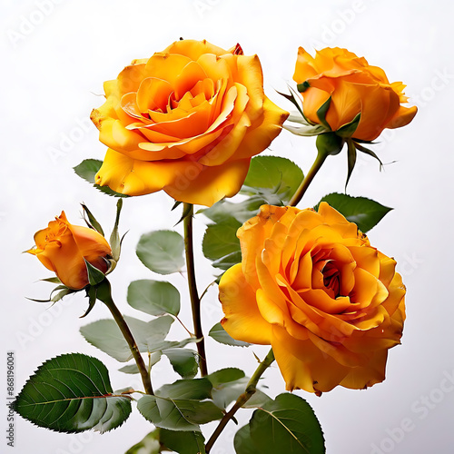 yellow roses isolated on white