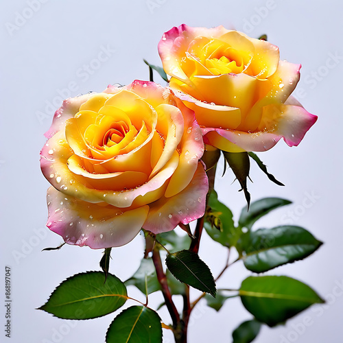 yellow rose isolated on white background