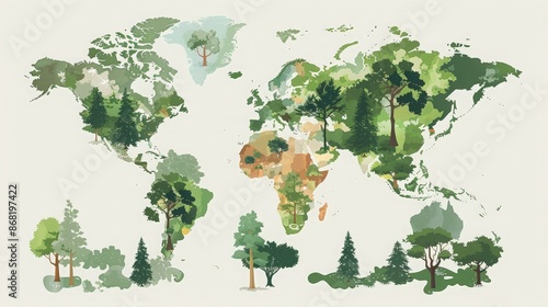 World Map Created from Green Trees