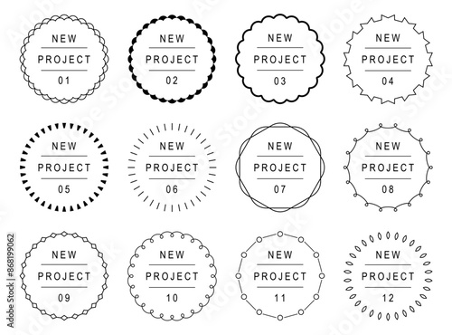 シンプルなラインの、おしゃれなワンポイント。スタンプ素材セット