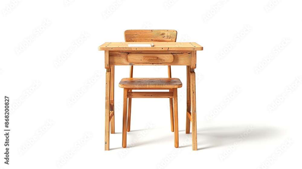 Wooden School Desk and Chair Isolated on White Background
Wooden School Desk and Chair Isolated on White Background