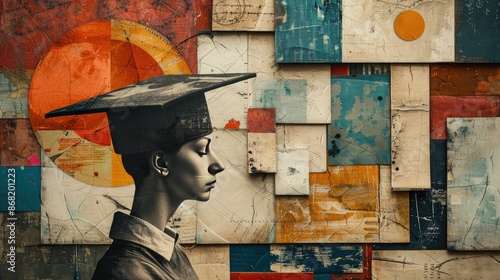 Wallpaper Mural Graduation Portrait of Student with Abstract Modern Art Background Torontodigital.ca