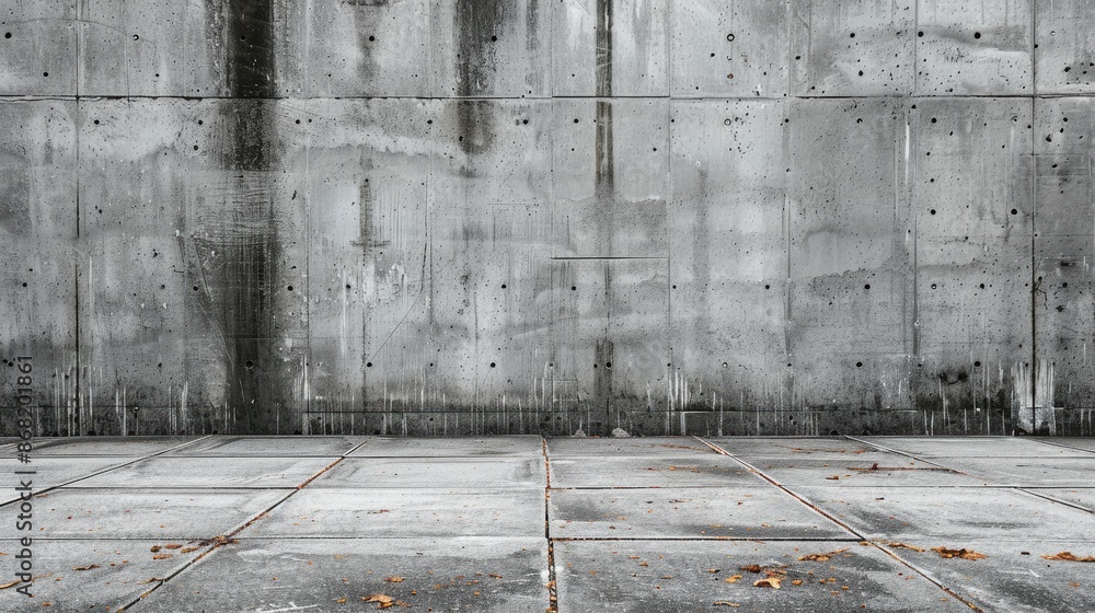 Fototapeta premium Urban Concrete Wall and Pavement with Minimalist Design Featuring Weathered Texture
