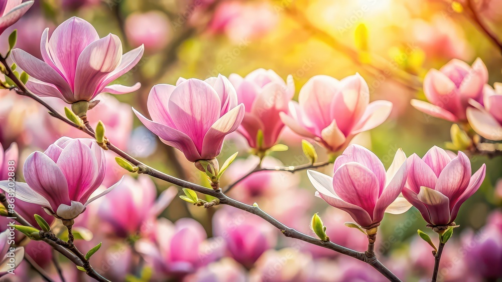 Pink magnolia flowers blooming in a garden, magnolia, pink, flowers, blossom, spring, garden, nature, petals, fragrant, tree Pink magnolia flowers blooming in a garden, magnolia, pink, flowers, blossom, spring, garden, nature, petals, fragrant, tree