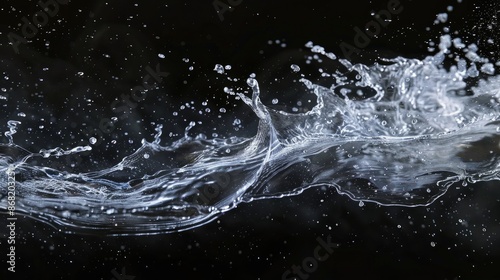 Transparent splash effect from a water spray, showcasing a realistic cosmetic mist