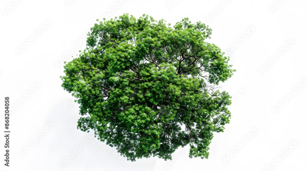 Obraz premium A top-down view of an entire green tree on a white background