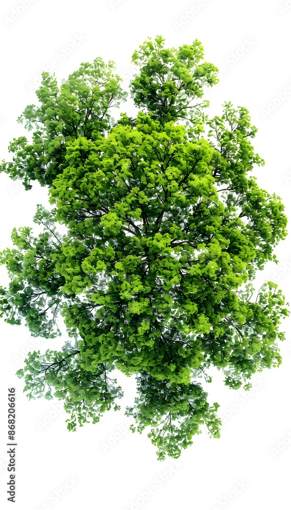 A top-down view of an entire green tree on a white background A top-down view of an entire green tree on a white background