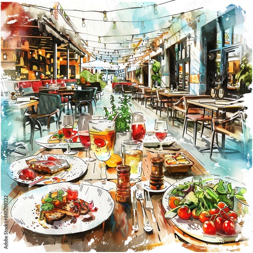 Great for restaurant ads or social media posts , watercolor style,