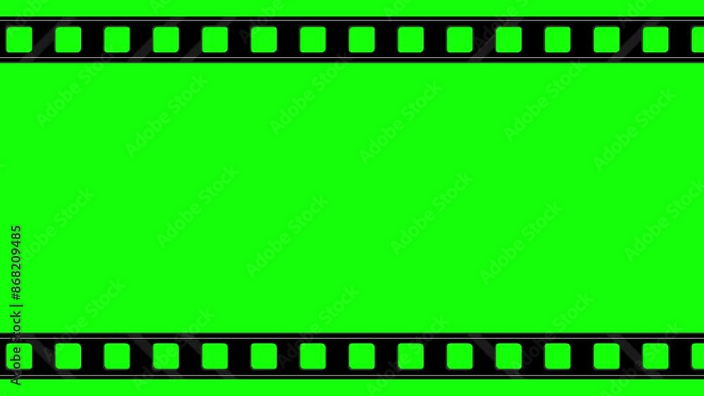 Horizontal film real with black border, film burns frame with green screen background, film flash graphic animation 4k video Horizontal film real with black border, film burns frame with green screen background, film flash graphic animation 4k video