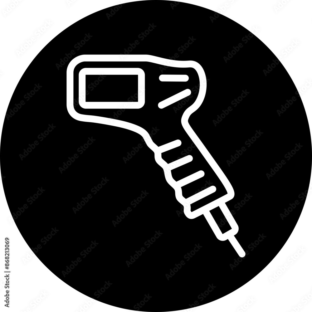 Barcode scanner Vector Line White Circle Black Barcode scanner Vector Line White Circle Black