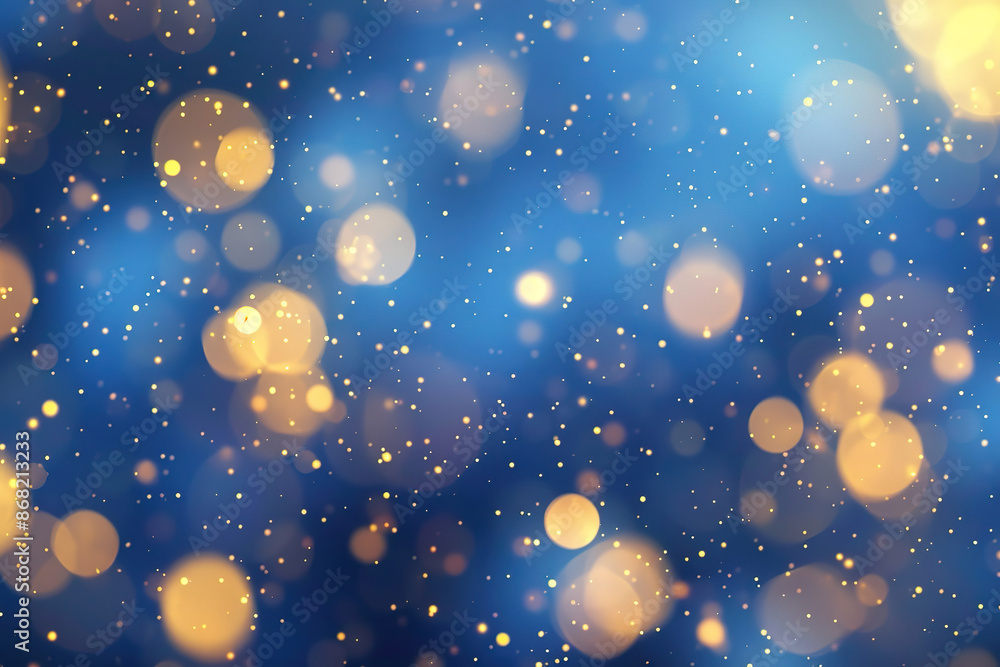 Blue and gold Abstract background with fireworks and bokeh, generative ai image. Blue and gold Abstract background with fireworks and bokeh, generative ai image.