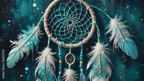dream catcher blue feather decoration background blue dream
