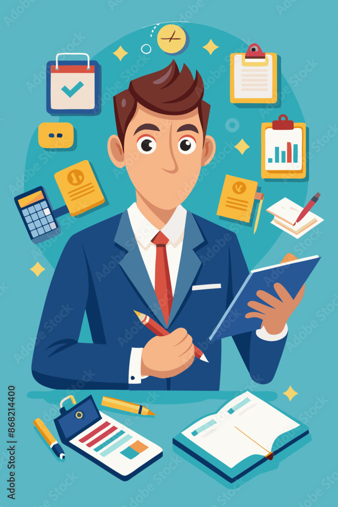 Businessman Writing Effective Meeting Minutes and Lecture Summary, Documenting Discussion Plan and Key Information Businessman Writing Effective Meeting Minutes and Lecture Summary, Documenting Discussion Plan and Key Information