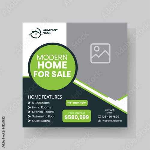 Modern Real state Home rent social media post Sale or carousel design template