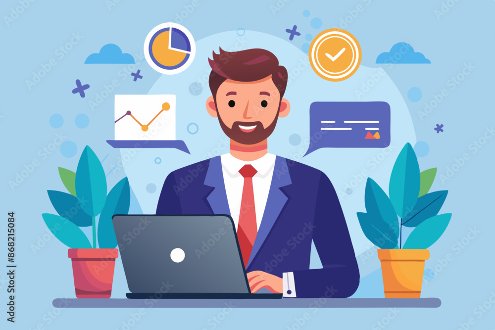 Professional Expertise: Confident Businessman Working on Laptop, Utilizing Skills and Experience for Effective Job Performance and Career Success Professional Expertise: Confident Businessman Working on Laptop, Utilizing Skills and Experience for Effective Job Performance and Career Success