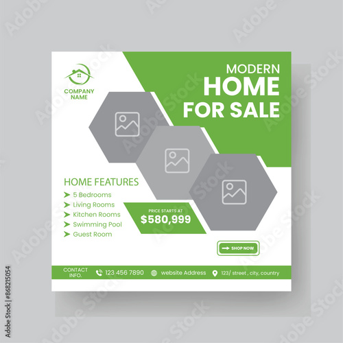 Modern Real state Home rent social media post Sale or carousel design template