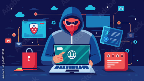 Ransomware Hacker Demanding Payment on Laptop, Cyber Attack Encrypting Company Data for Ransom