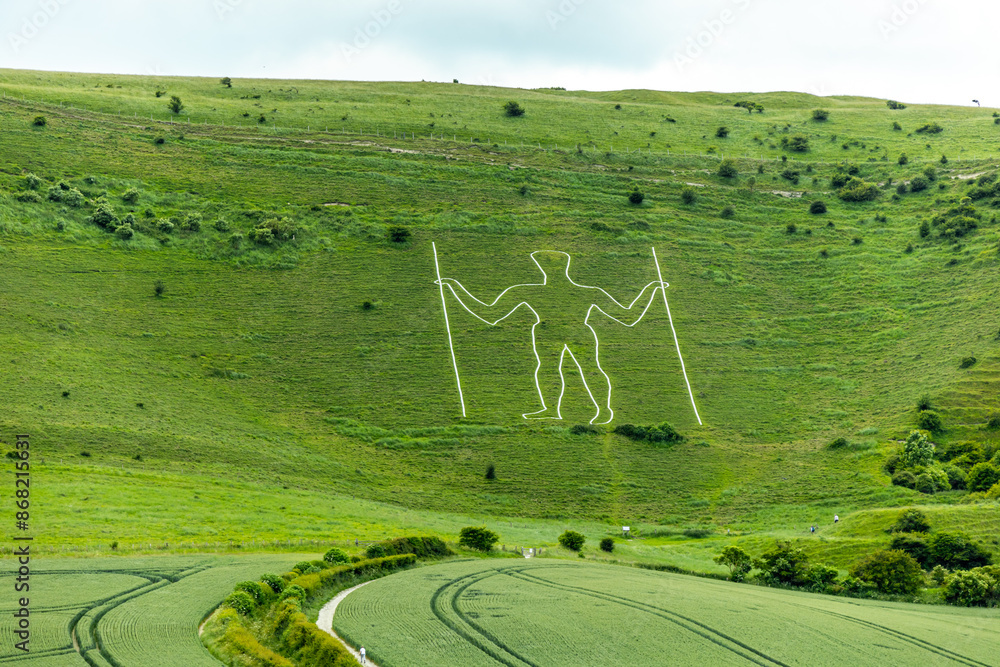 Kurzer Zwischenstop am landschaftlichen Highlight Long Man of Wilmington - Sussex - Vereinigtes Königreich