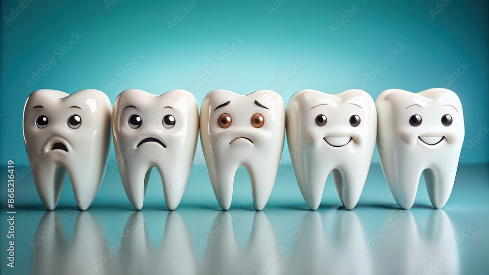 Row of teeth with unique expressions including happy, sad, angry, surprised, confused, and more, teeth, expressions, faces Row of teeth with unique expressions including happy, sad, angry, surprised, confused, and more, teeth, expressions, faces