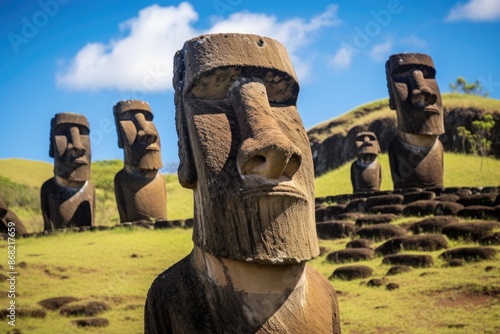 The Moai statues of Easter Island, animated by the spirits of the islanders.
