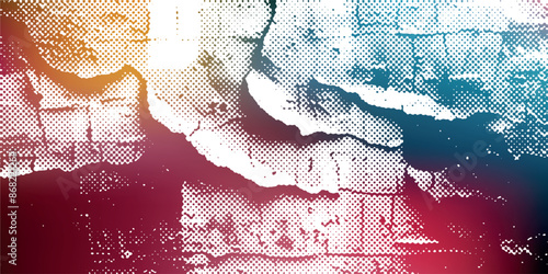 The old wall decorated with paint stains in the style of street art culture.