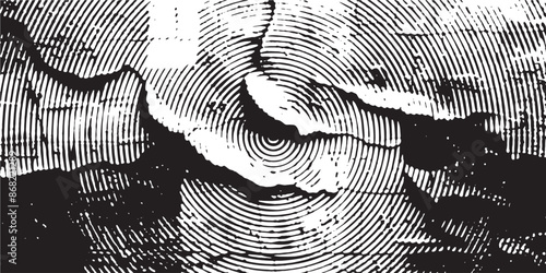 Grunge background of black and white. Abstract illustration texture of cracks, chips, dot. Dirty monochrome pattern of the old worn surface.